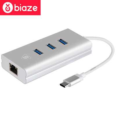 

Biya Zi BIAZE Type-C to Gigabit Ethernet USB30 HUB splitter hub MACbook expander Apple Huawei millet computer ZH15-aluminum