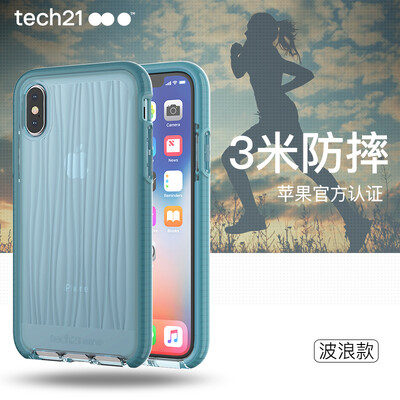 

tech21 Apple iPhoneX 58 inches shatter-resistant mobile phone shell wave models Apple iPhone 10 mobile shell thin shatter-resistant shell cover blue