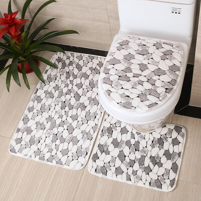 

Green source coral velvet bathroom three-piece puzzle square pad U-shaped pad toilet seat anti-skid pad foot pad bathroom bathroom door absorbent pad