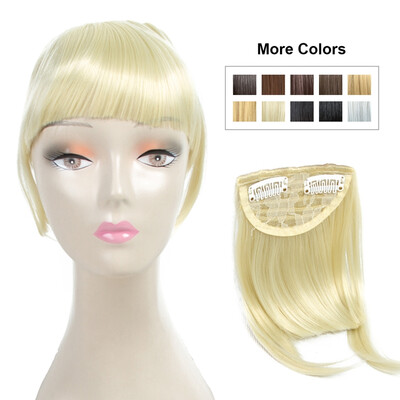 

Fashion Clip On Bangs Brown Fringe Hair Extensions Synthetic Hairpieces Clips in Hair Bang False Short Flat Bangs Two Side