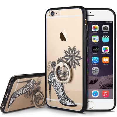 

KOOLIFE Apple 6 / 6s плюс мобильный телефон защита чехла iphone6s плюс палец пряжка кронштейн мягкая оболочка / креативный мультфильм окрашенные оболочки Apple 6plus anti-drop высокие каблуки
