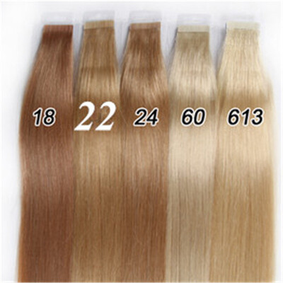 

Tape In Human Hair Extensions Natural Color #18 #22 #24 #60 #613 Brazilian Peruvian Indian Malaysian Skin Wefts Remy Hair 40g/lot