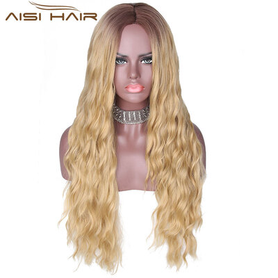 

AISI HAIR Synthetic Cosplay Wavy Long Red Brown Wigs For Women With Heat Resistant