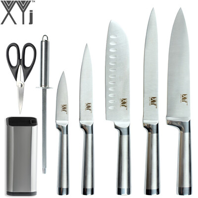 

XYj Brand Popular Kitchen Stainless Steel Knives Knife Stand Sharpening Rod Scissor Durable Cooking Tools