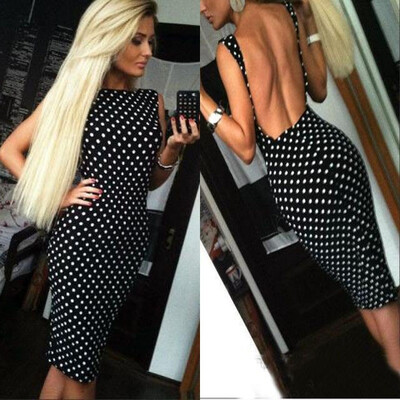 

Lovaru ™летом стиль 2015 новых женщин платья без рукавов спинки сексуально и колено печатается точка платье