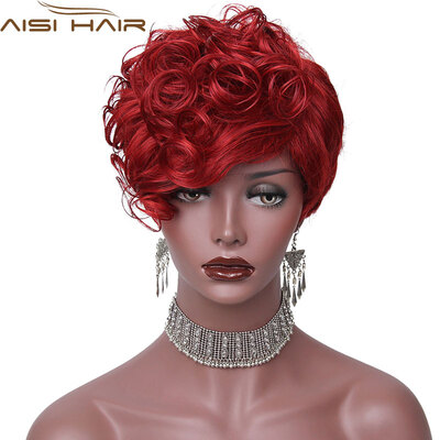

AISI HAIR Синтетические короткие парики для пикши для черных женщин Волнистая жаропрочная прическа