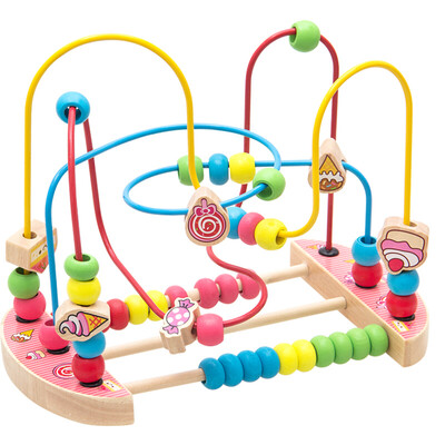 

US Yangyang string beads toys for children building blocks diy early childhood puzzle enlightenment arithmetic around beads baby wooden slide