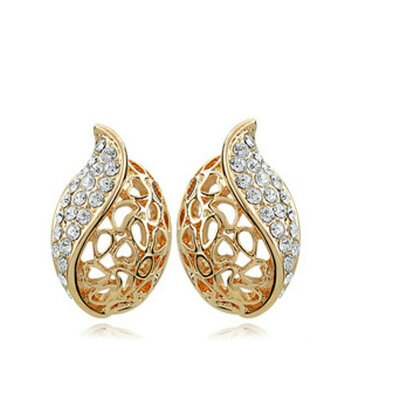 

Yoursfs® 18K Rose Gold Plated Full Crystal Hollow Out Leaf Earrings Use Austrian Crystal Fashion Jewelry