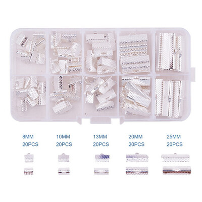 

PH PANDAHALL 100 Pcs Ribbon End Clamp Leather Pinch Crimps Cord Ends With Loop