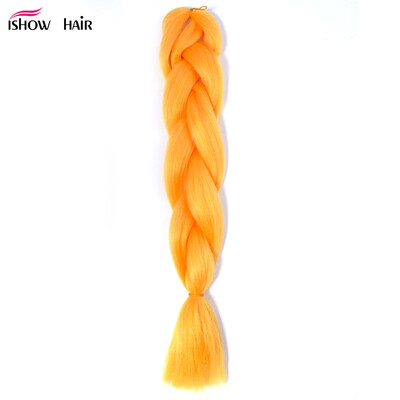 

Ishow 24inch Synthetic Braiding Hair Pure Color HighTemperature KanekalonJumbo Braid Hair Extensions Crochet Yaki Texture 1pc/100g