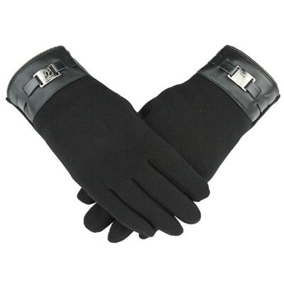 

GLO-STORY gloves men plus velvet warm outdoor riding non-slip touch screen gloves MST744017 black