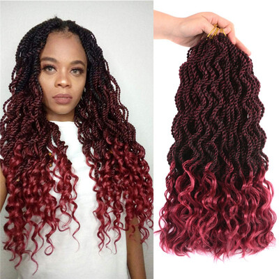 

3Packs 14inch Senegalese Twist Crochet Hair Wave Synthetic Crochet Braiding Hair Curly Ends Hair Extensions