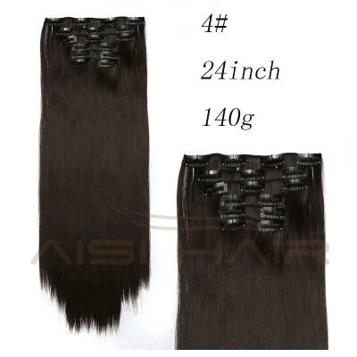 

AISI HAIR Blond Synthetic Clips in Hair Extension Long Straight 22" 140g 16 Clips False Hair pieces Brow Black White Color