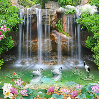 

Custom Photo Wall Paper 3D Stereoscopic Waterfall Landscape Painting Living Room Sofa TV Background Wallpaper For Bedroom Walls