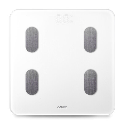 

Deli Deli 8809 Bluetooth APP smart body fat weighing weight scale health scale tempered glass panel 2 sets of electrode sheet white