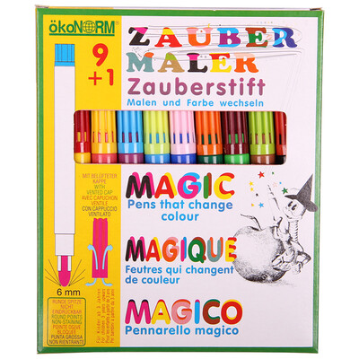 

European wax European wax children's magic brush magic pen series 9-color watercolor pen + magic eraser 1 Germany imported children's painting sets early childhood learning stationery