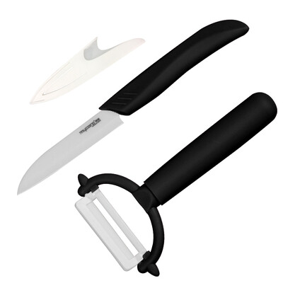 

Ceramics knife (MYCERA) ceramic knife cut fruit knife set two sets of fruit knife watermelon knife peeler (black) TA01B