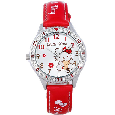 

Hello Kitty (HelloKitty) детей смотреть мультфильм девочек студенты подлинной двойной лимбом Ши Ин смотреть HK235LWWW-S цвета слоновой кости