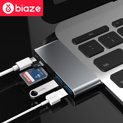 

Би Diaz (BIAZE) типа С расширения док USB концентратор HUB разветвитель TF / карта SD ридер проса музыка как новый Apple MacBook блокнот R1 золы