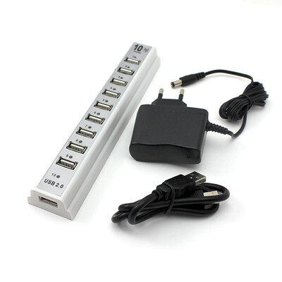 

EU Plug 5v 2A Hi-speed 10 port 20 USB Port Hub Expansion for PC Printer Camera