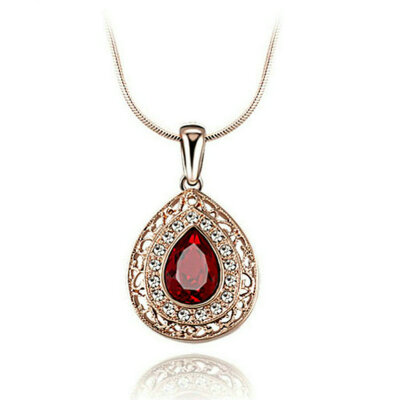 

Yoursfs® 18K Rose Gold Plated Simulated Ruby Eye Pendant Necklace Use Austrian Crystal Statement Jewelry