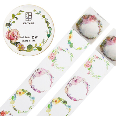 

Kinbor handbook 4 rolls 15mm10m&paper tape color hand book sticker plant small floral DTB64146