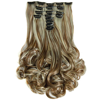 

AISIHAIR 16Colors Clip in Hair Extensions 8pcs/set 22inch 55 cm Long Wavy Heat Resistant Hairpiece