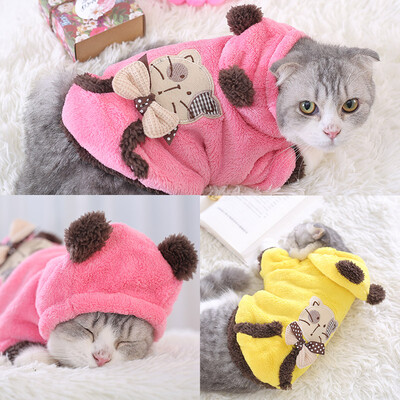 

Huayuan favors hoopet pet dog clothes autumn&winter wear coral warm cats change body Garfield folding ear kitten pet clothing yellow M
