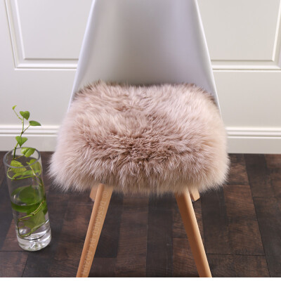 

Selected New Zealand long hair genuine sheepskin rug 40*40cm white square sheep fur chair pad mat, office chair fur cover