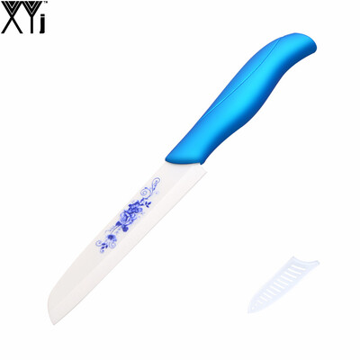 

единый 4 "керамика нож голубой схеме лезвие ABS + TPR справиться с керамической сантоку нож xyj готовить инструменты кухонный нож