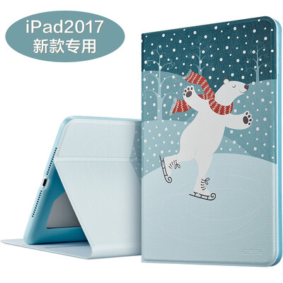 

Illustrator Apple iPad new protective cover 2017 new iPad7 protective shell cartoon shatter-resistant bracket 9.7 inches holster illustrator series