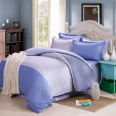 

Sheng Wei bedding sets cotton printing four-piece high-profile high-density bedding cotton bed sheets quilt fenette blue 15 18 m bed universal 200 230cm