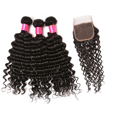 

Brazilian Deep Curly Virgin Hair With Closure Brazilian Virgin Hair With Closure Deep Lace Closure Wet And Wavy Human Hair Weave
