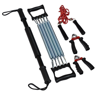 

凯速健身四件套握力器拉力器臂力器（40kg）跳绳健身套装