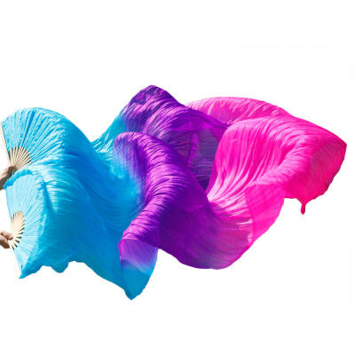 

New Arrivals Stage Performance Dance Fans 100% Silk Fans Colored 180cm Women Belly Dance Silk Fans 2pcs Turquoise+Purple+Rose