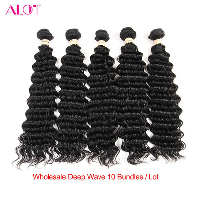 

Alot Deep Wave Peruvian Hair Weave Bundles wholesale 10 bundles 100 Human Hair Hair Extension