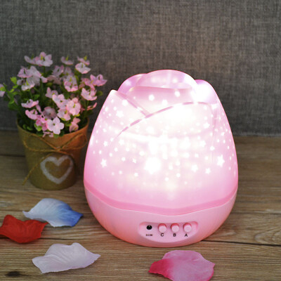 

Проектор Ночной свет Романтические розовые бутоны с вращающимися детьми Детское освещение сна Sky Star Light Fashion Bedroom Lamp