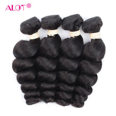 

Alot Peruvian Loose Wave 4 bundles Hair Natural Color Non-Remy Hair Weave 100% Человеческие волосы Bundles