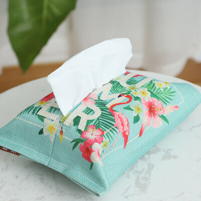 

Yuan Yuan flamingo paper bag American cotton linen art paper tray decoration living room car tissue box flower