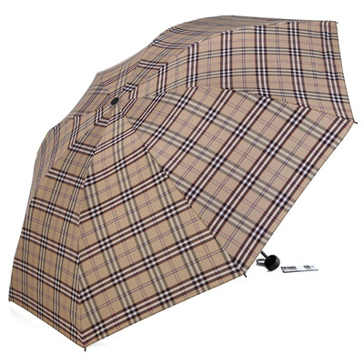 

Paradise umbrella black rubber yarn cut three fold sunny umbrella 33120E rice yellow grid