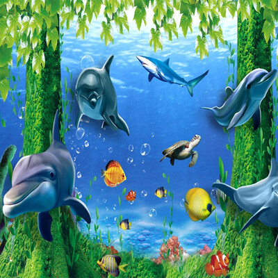 

Custom 3D Photo Wallpaper Undersea Tree Dolphin Wall Mural Fantasy Style Childrens Room Wall Paper Home Decor Papel De Parede