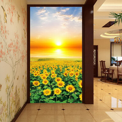 

3D Wall Mural Sunset Sunflowers Поле Фото обои Декорации для стен Countryside Styl Гостиная Входная стена Бумага Custom