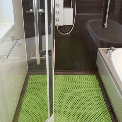 

Jingdong supermarket] force nine and bathroom mats stitching mats lemon green one square meter packaging