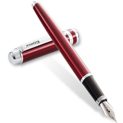 

Comix FP6200 metal pen ink pen gift 2 ink bag F tip sharp red love silk series