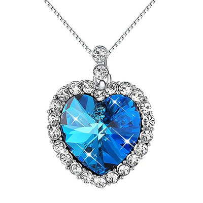 

Yoursfs Ocean Heart Necklace Titanic BIG Heart Pendant Shining Rhinestones Paved Women Jewelry