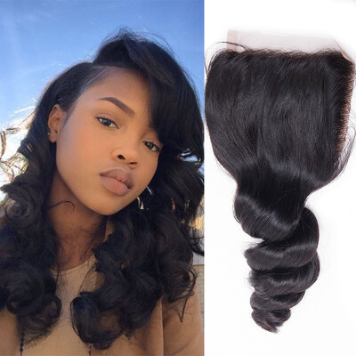 

Peruvian Virgin Hair Loose Wave Hair Closure 1 Piece Human Hair Lace Closure 44