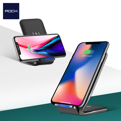 

Rock ROCK Apple X Wireless Charger Dual Coil Fast Charge Desktop Phone Stand Support iPhone88Plus Millet mix2sSamsung S97S6 edge Black
