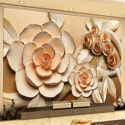 

Custom 3D Stereo Relief Rose Photo Mural Wallpaper Living Room TV Sofa Backdrop Wall Home Decor Wallpaper Papel De Parede Floral