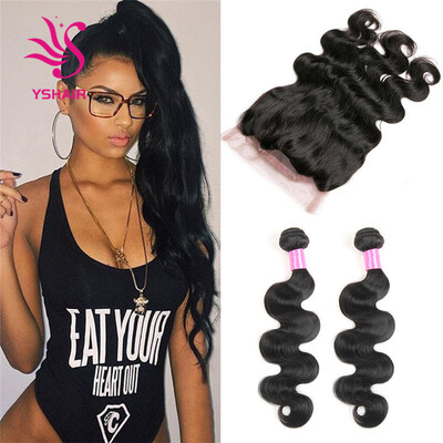 

Body Wave 7A Brazilian Virgin Hair Weave With Pre Plucked Natural Line Closure 360 Lace Frontal With 2 Bundles Hair Extension