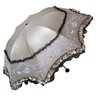 

Paradise Umbrella Tattoo Beauty Black Polyester Tulip Mushroom Princess Cirrus Umbrella Umbrella Bronze 33111E